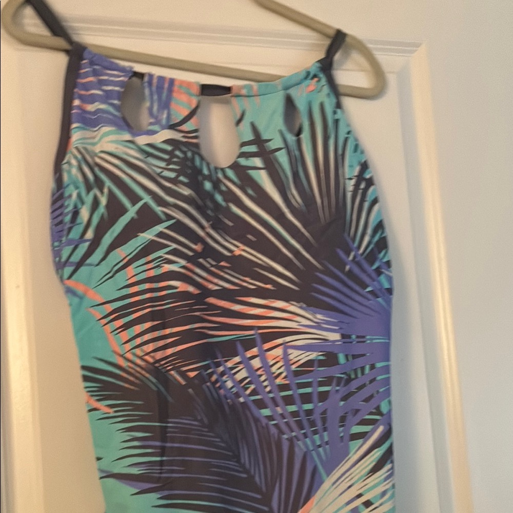 Free Country Tropical Print Women's Swimsuit - Blue and Green